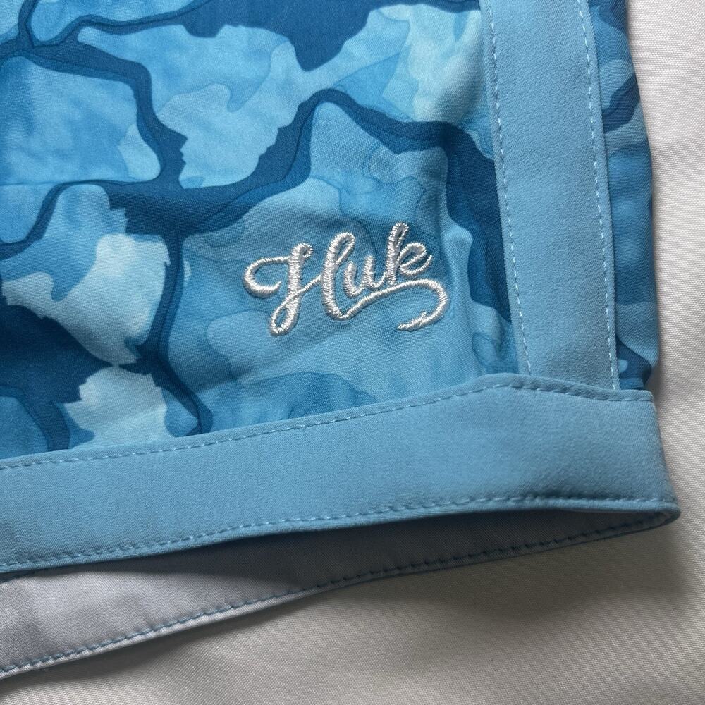 Huk Board Shorts Women’s Size 14 Blue Camo Performance Fishing Swim Beach Resort - Picture 5 of 11